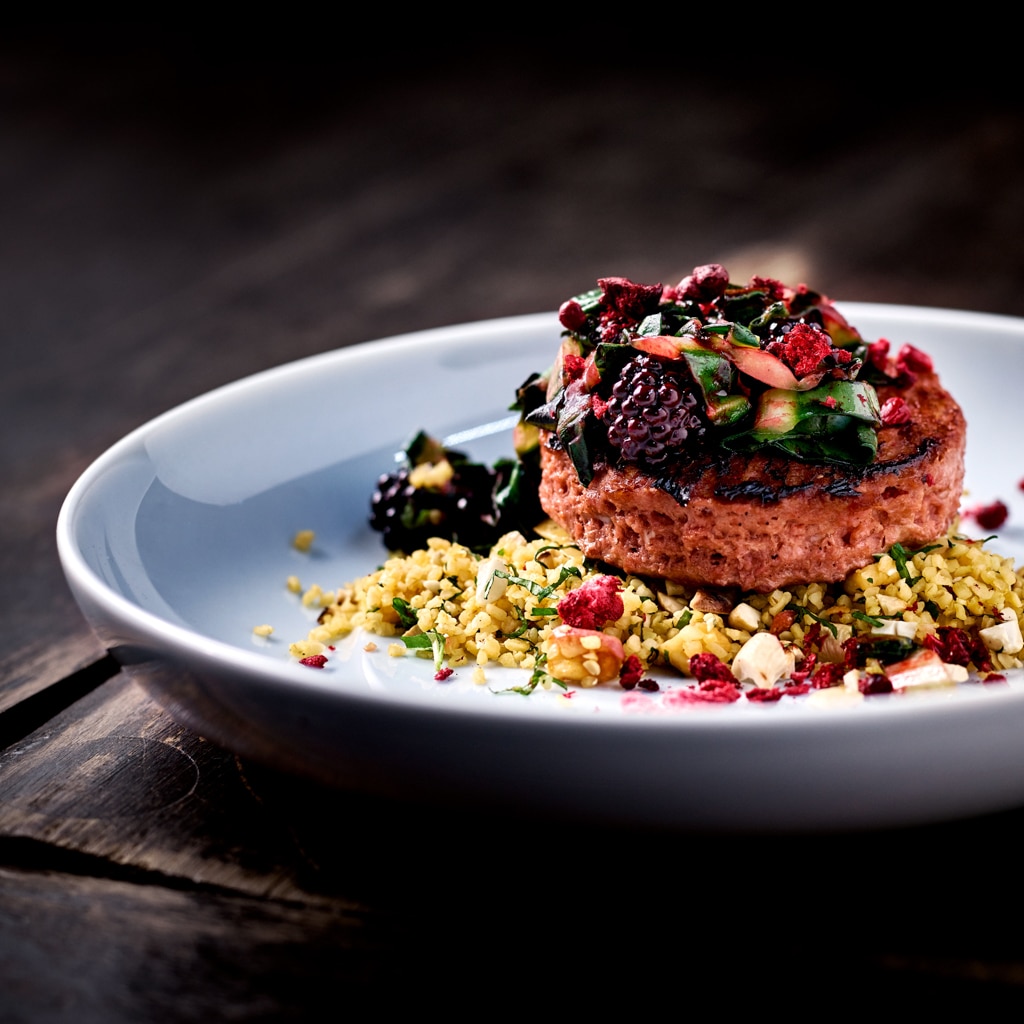 Aroma Verkettung: Open Burger / Karotte / Mangold / Bulgur